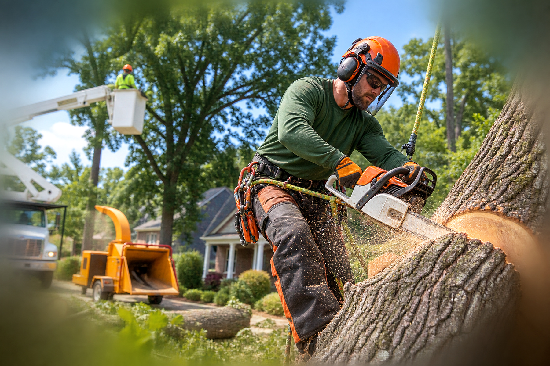 Insured tree removal provider on the job in the Charlotte metro
